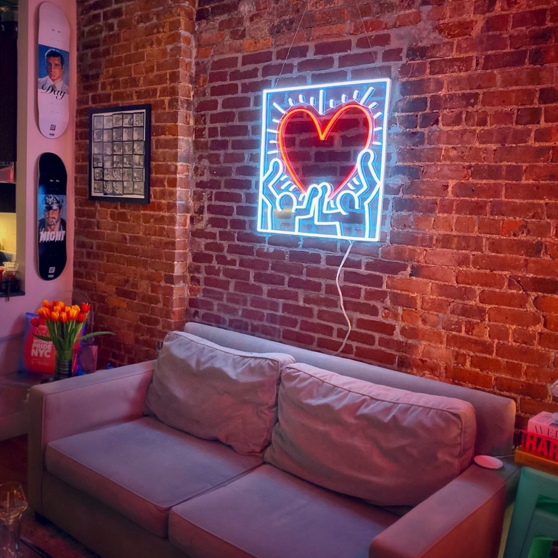 Radiant Heart, YP x Keith Haring, neon LED sign